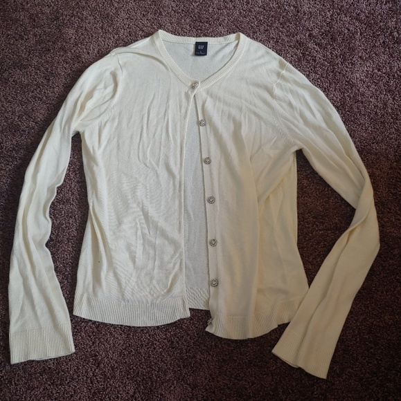 GAP yellowish cream button down cardigan - Picture 1 of 5